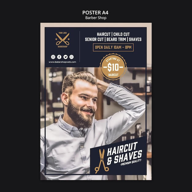 PSD barber shop template poster