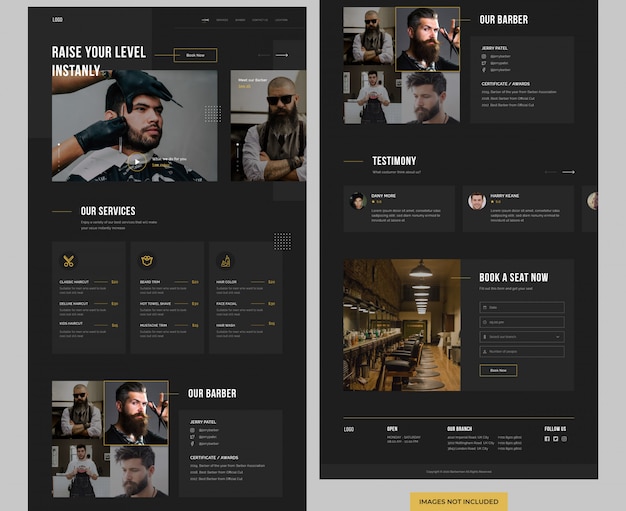 PSD barber shop website landing page