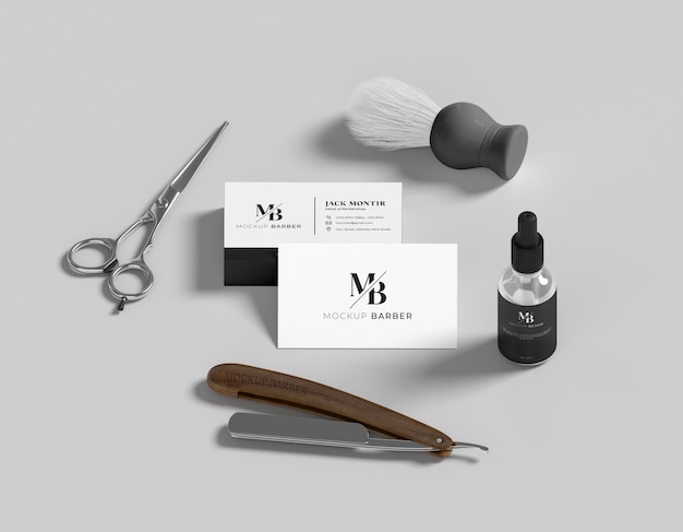 PSD barbershop artikelen mockup ontwerp