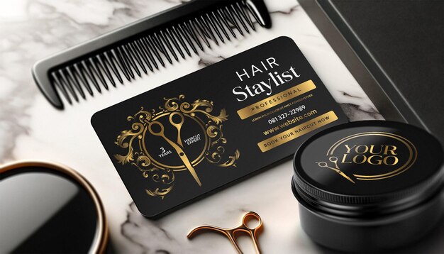 PSD barbershop business card mockup in psd highresolution editable template