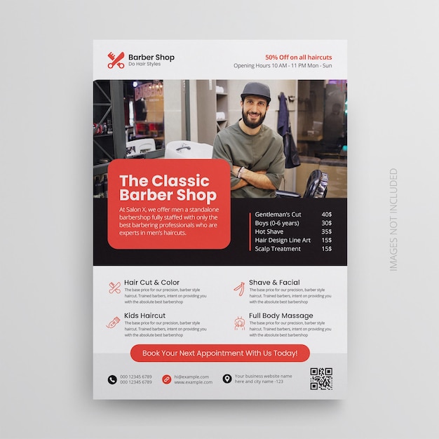 PSD barbershop business flyer template