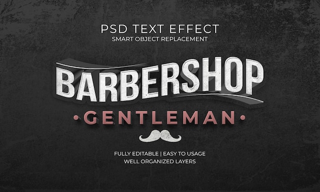 PSD barbershop gentleman efekt tekstowy