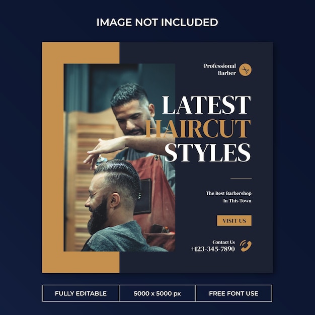 PSD barbershop instagram post social media template