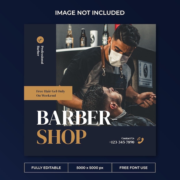 理髪店のInstagramの投稿ソーシャルメディアテンプレート