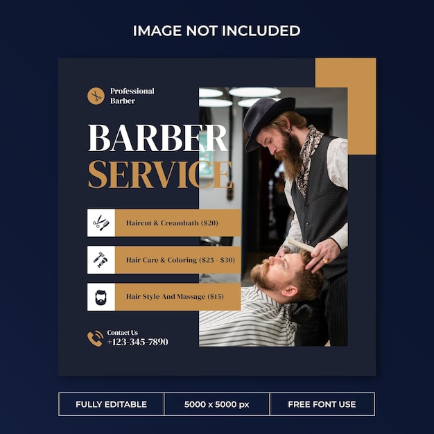 Modello di social media post instagram barbershop