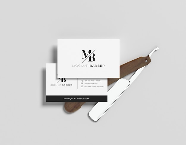 PSD barbershop items mockup design