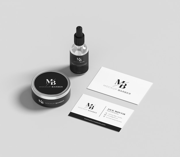 PSD barbershop items mockup design