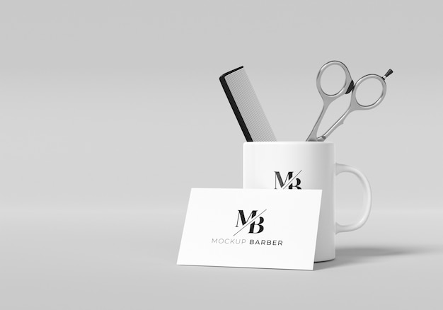 PSD barbershop items mockup design