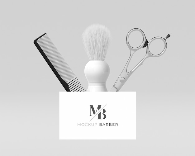 PSD barbershop items mockup design