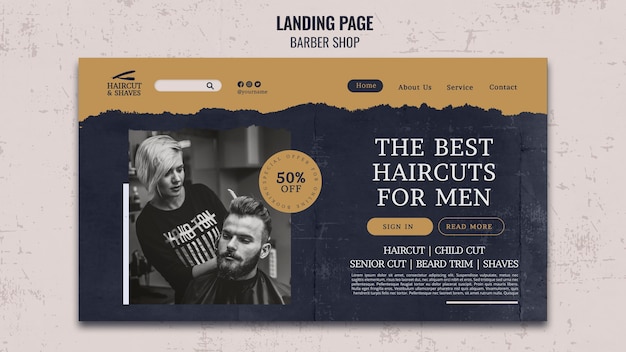 PSD barbershop landing page template