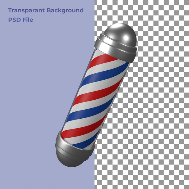 PSD barbershop pole in 3d render with dynamic view