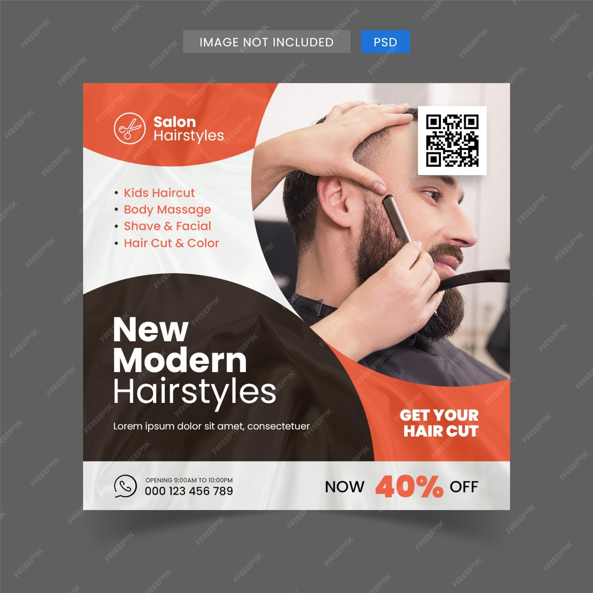 Premium PSD | Barbershop post design template for hair cutting beauty spa salon square flyer Premium PSD | Barbershop post design template for hair cutting beauty spa salon square flyer