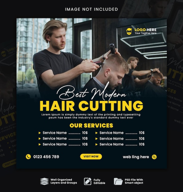 Barbershop Social Media post Banner sjabloon