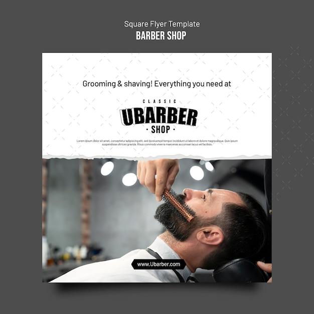 Barbershop square flyer template