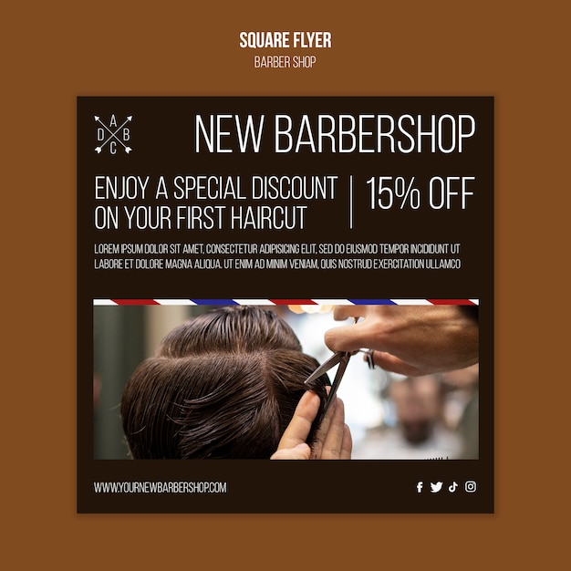 PSD barbershop square flyer template