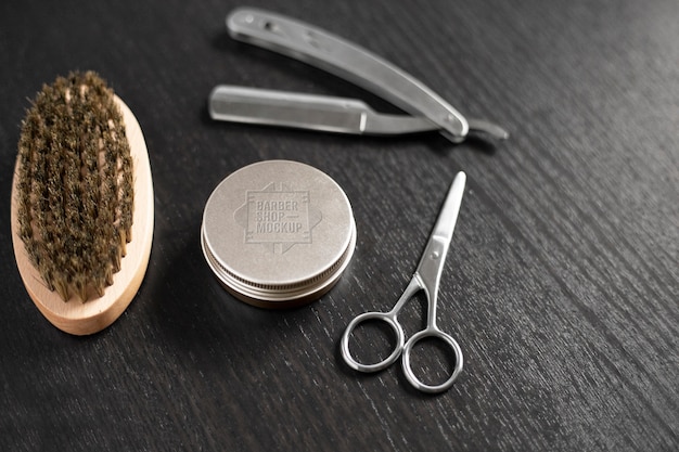 PSD barbershop tools assortiment hoge hoek