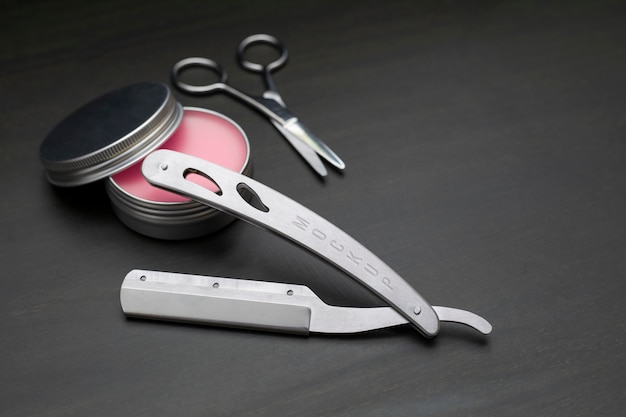 Barbershop tools assortment mockup