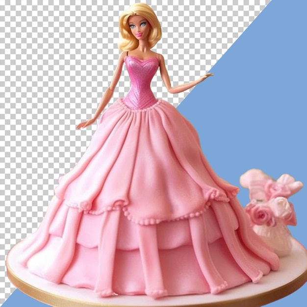 PSD barbie doll cake png illustration