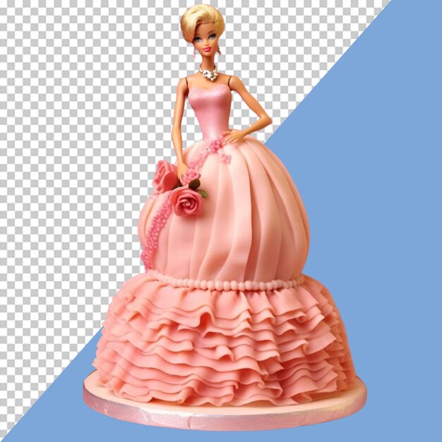 PSD barbie doll cake png illustration