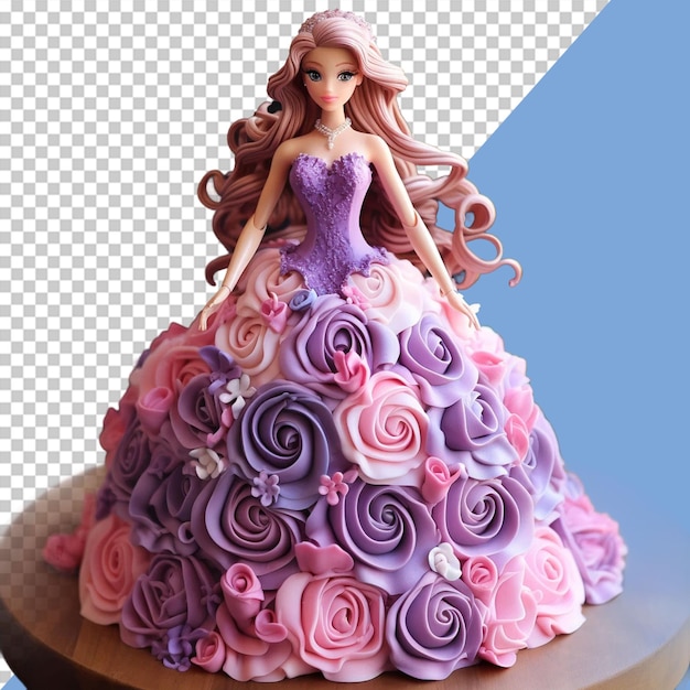 PSD barbie doll cake png illustration
