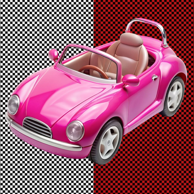 PSD barbie doll car on transparent background