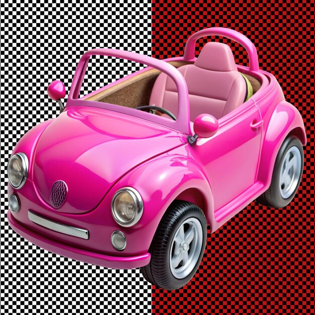 PSD barbie doll car on transparent background