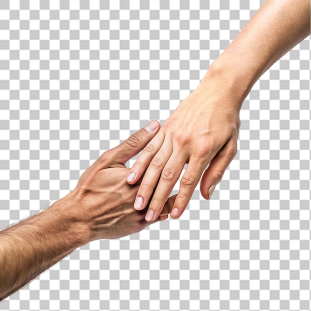 PSD bare hands of two unrecognizable people reaching towards each other