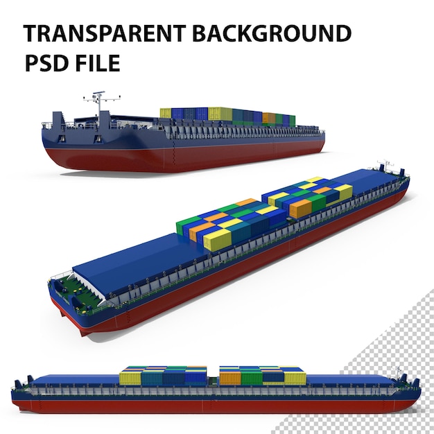 Barge with Containers PNG