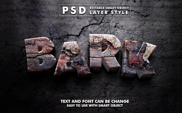 PSD bark realistic 3d text effect premium psd