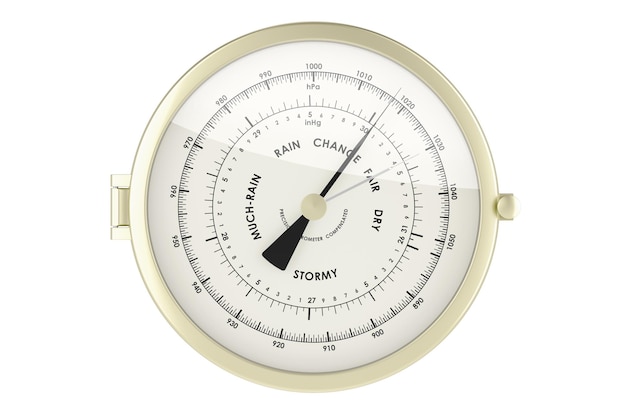 PSD barometer front view 3d rendering isolated on transparent background