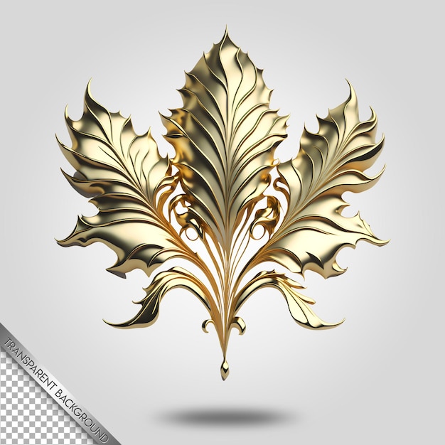 PSD baroque leaf gold transparent background