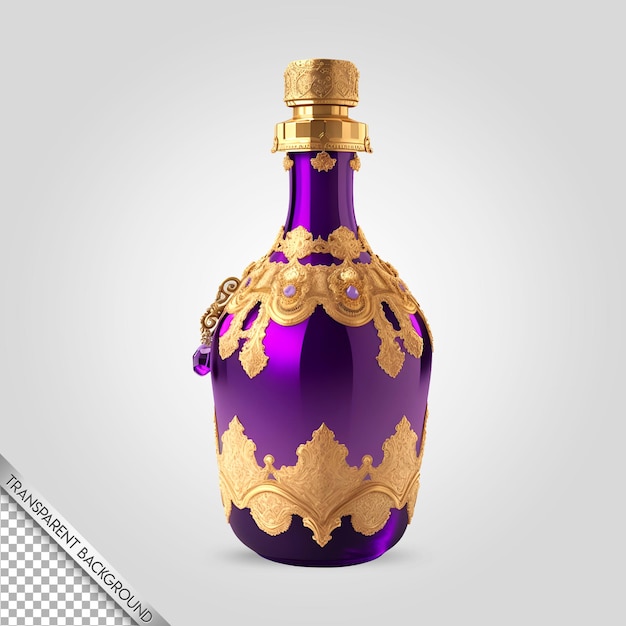 PSD baroque luxury bottle transparent background