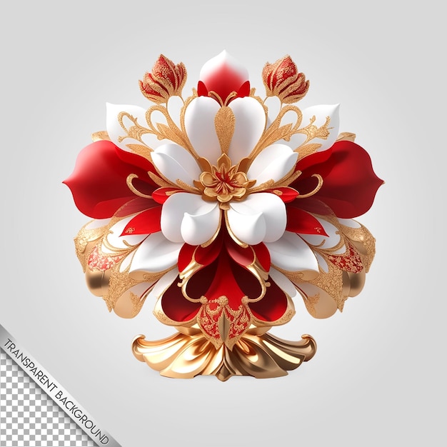 Baroque luxury flower emblem transparent background