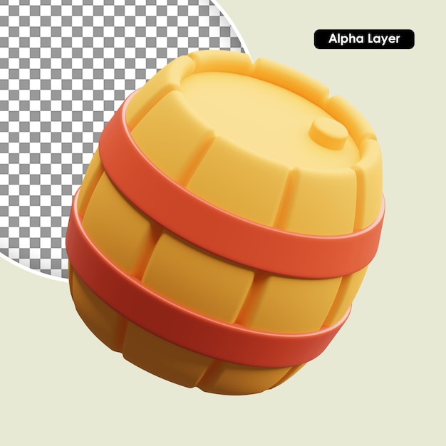 PSD barrel 3d rendering icon