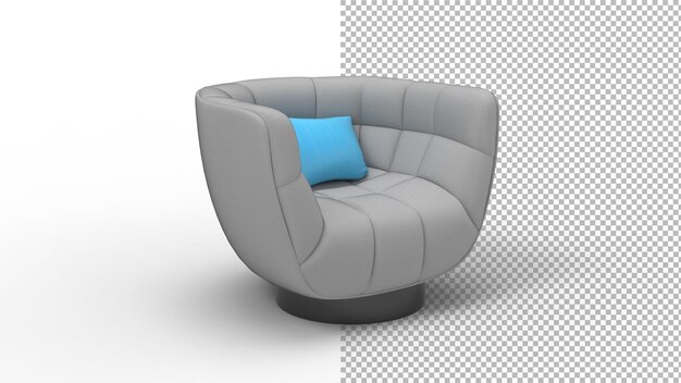 barrel sofa angle view with shadow 3d render
