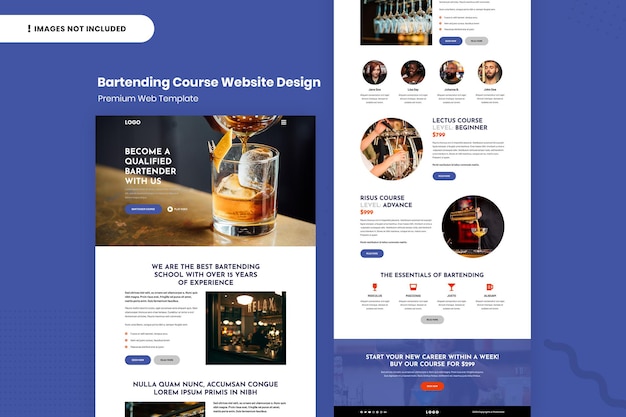 Bartending course website design template