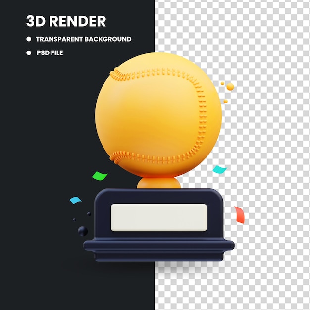 Coppa del campionato di baseball illustrazione 3d rendering 3d