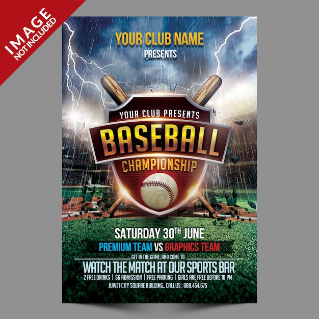 PSD baseball championship sport flyer template