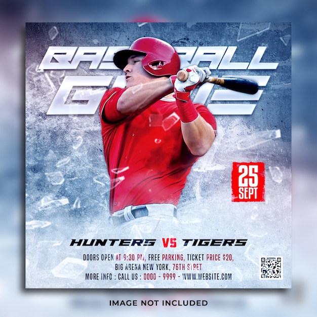 PSD baseball game flyer and social media post template
