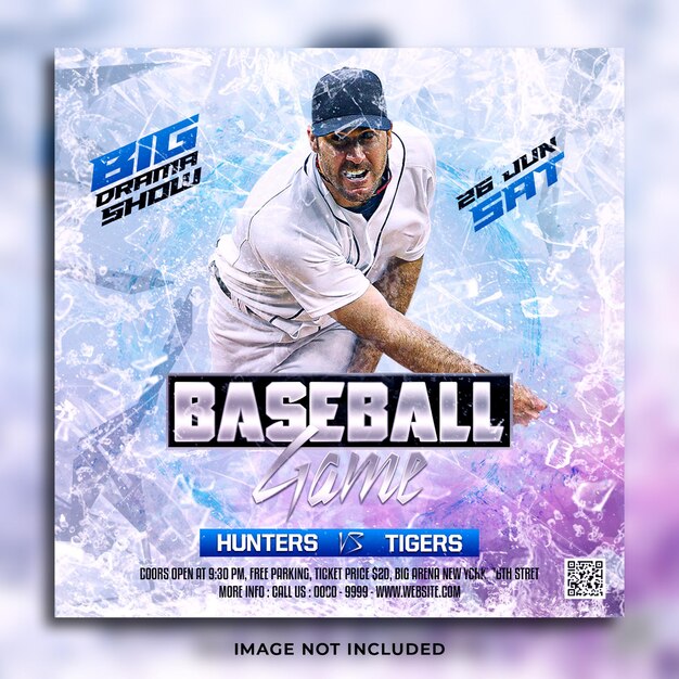 Premium PSD Baseball game flyer and social media post template