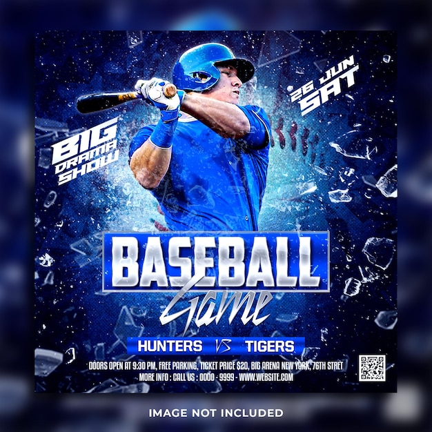 PSD baseball game flyer and social media post template