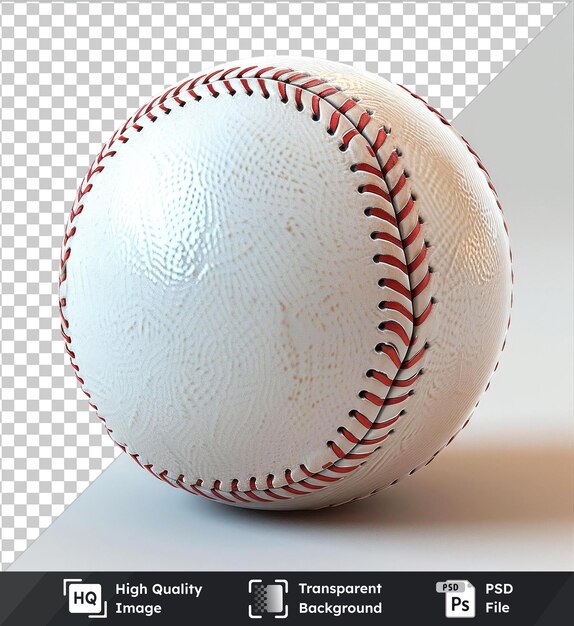 PSD baseball psd with red white lines white ball dark shadow