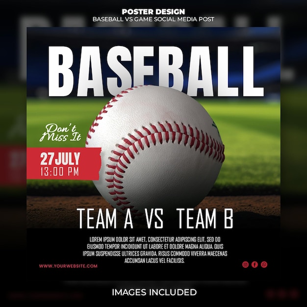 Baseball spel Social Media Post sjabloon