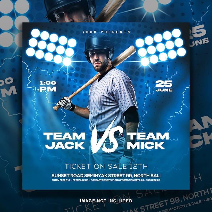 PSD baseball sport event flyer template