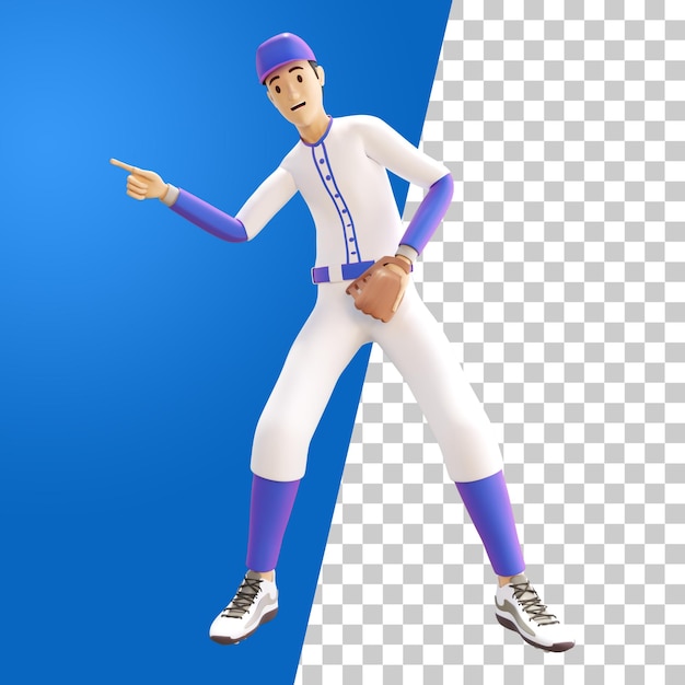 Baseball Sport Mężczyzna Pokazuje Palec Wskazujący 3d Ilustrację