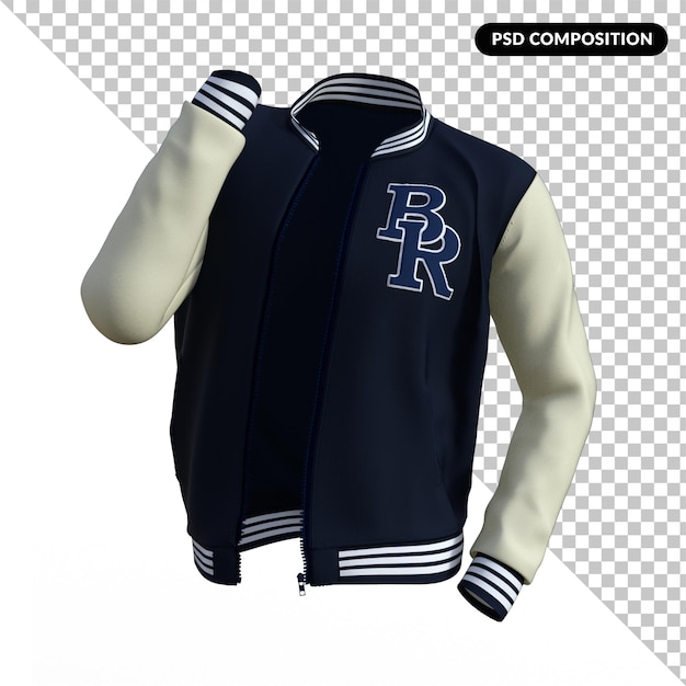 PSD baseball stijl jas geïsoleerd 3d