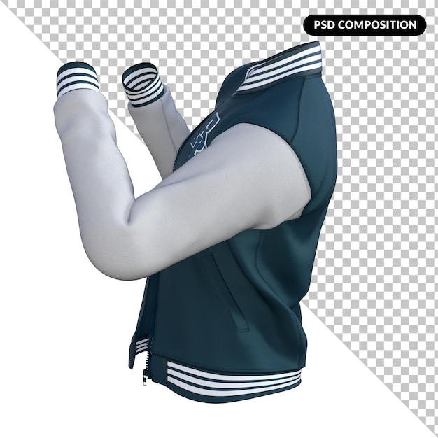 PSD baseball style jacket isolated 3d