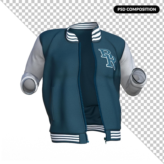 baseball style jacket isolated 3d