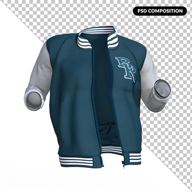 Baseball style jacket isolated 3d