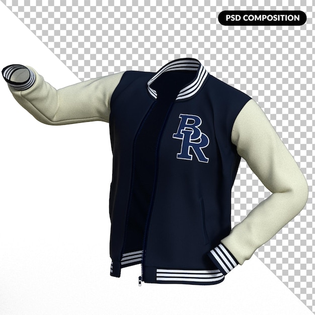 Baseball style jacket isolated 3d